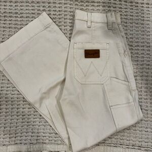 Wrangler Cream Wide Leg Crop Jeans